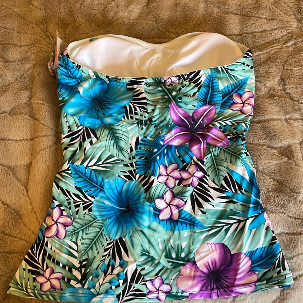 CROFT & BARROW sz 8 Tummy Trimmer Soft Formed Cup Tankini Swimsuit TOP Exotica - Picture 4 of 6